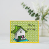 Groen en Witte Huis Wijziging van Adres Aankondigingskaart (Staand voorkant)