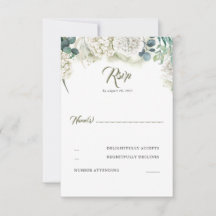 Groen en Witte Hydrangea Bruiloft RSVP