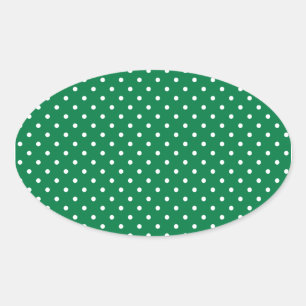 Groen en witte polka stippen ovale sticker