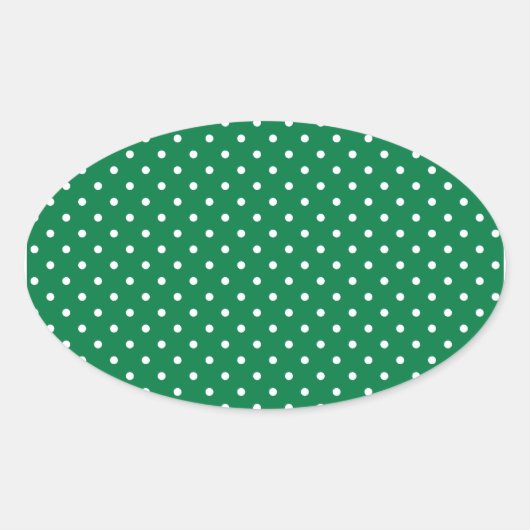 Groen en witte polka stippen ovale sticker (Voorkant)