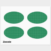Groen en witte polka stippen ovale sticker (Vel)