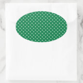 Groen en witte polka stippen ovale sticker (Tas)