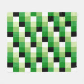 Groen en witte vierkanten Patroon Fleece Deken (Voorkant (Horizontaal))