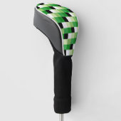 Groen en witte vierkanten Patroon Golfheadcover (Schuin)