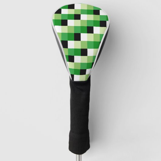 Groen en witte vierkanten Patroon Golfheadcover (Voorkant)
