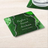 Groen en Zilver Agaat Marmer Zoet Zestien Kartonnen Onderzetters (Schuin)