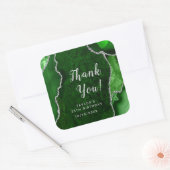 Groen en Zilver Agate Birthday Dank u Vierkante Sticker (Envelop)
