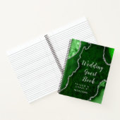 Groen en zilver Agate Wedding Guest Book Notitieboek (Binnen)