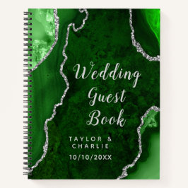 Groen en zilver Agate Wedding Guest Book Notitieboek
