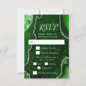 Groen en Zilver Agate Wedding Meal Choice RSVP Kaartje (Voorkant)