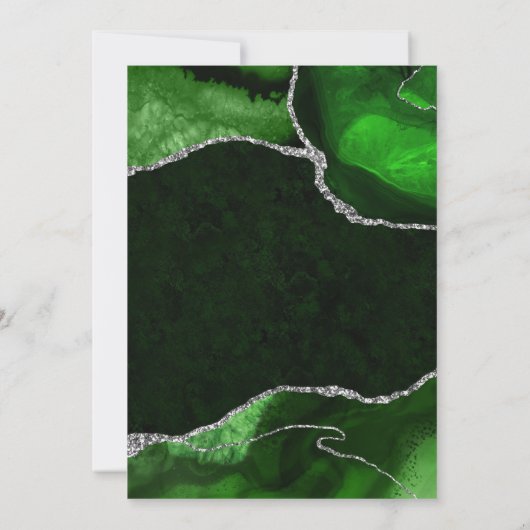 Groen en Zilver Faux Glitter Agate Birthday Kaart (Achterkant)