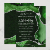 Groen en Zilver Faux Glitter Agate Birthday Kaart (Voorkant / Achterkant)