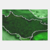Groen en Zilver Faux Glitter Agate Inpakpapier Vel (Voorkant 3)