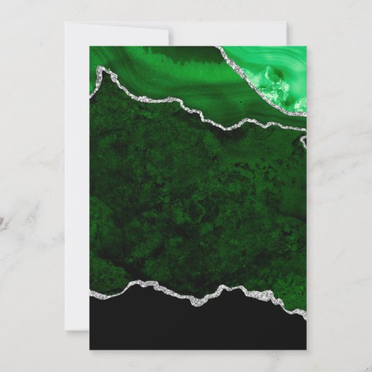 Groen en zilver Faux Glitter Agate Marble Wedding Kaart (Achterkant)