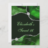 Groen en Zilver Faux Glitter Agate Sweet Sixteen Kaart (Achterkant)
