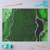 Groen en Zilver Faux Glitter Agate Tissuepapier (Craft)