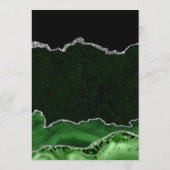 Groen en Zilver Faux Glitter Agate Wedding Menu (Achterkant)