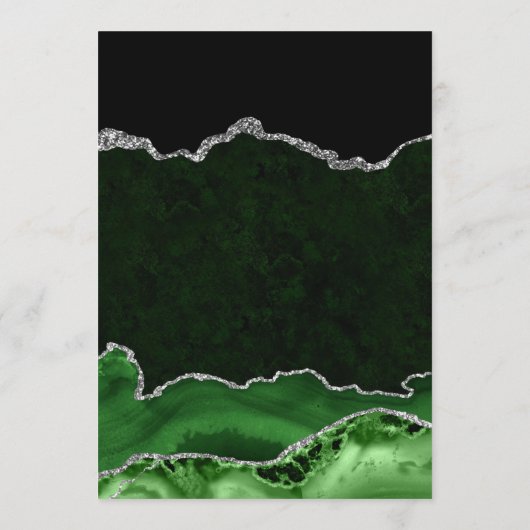 Groen en Zilver Faux Glitter Agate Wedding Menu (Achterkant)