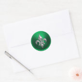 Groen en zilver Fleur de Lis Envelope Seal Ronde Sticker (Envelop)