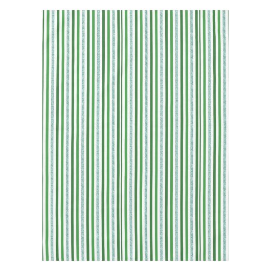 Groen en zilver Glitter Stripes Patroon Tafelkleed (Voorkant)