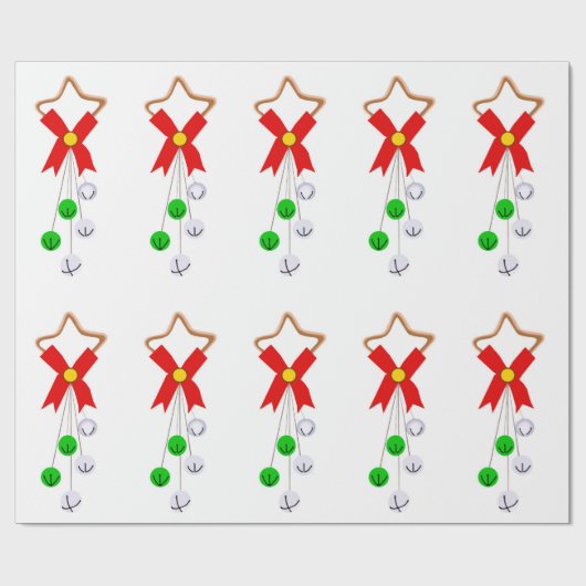 Groen en Zilver Kerst Ornament Wrapping Paper Cadeaupapier (Vlak)