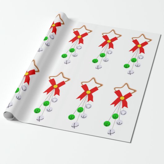 Groen en Zilver Kerst Ornament Wrapping Paper Cadeaupapier (Uitgerold)