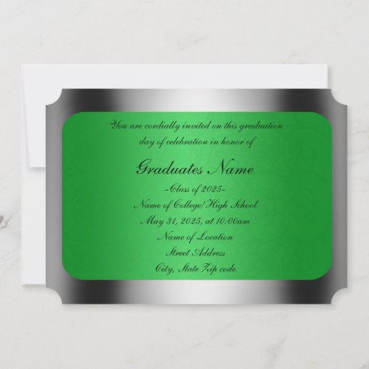 Groen en Zilver Lijst Afstuderen Kaart (Achterkant)