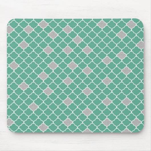 Groen en Zilver Marokkaans Muismat (Voorkant)