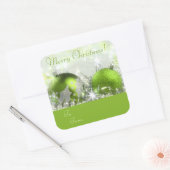 Groen en Zilver Merry Christmas Gift Label Sticker (Envelop)