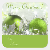 Groen en Zilver Merry Christmas Gift Label Sticker