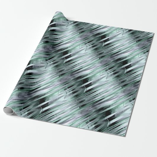 Groen en Zilver Metallic Effect Cadeaupapier (Uitgerold)