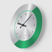 Groen en zilver Modern Metallic Geometric Design Grote Klok (Hoek)