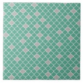 Groen en Zilver Moroccan Tegeltje (Voorkant)