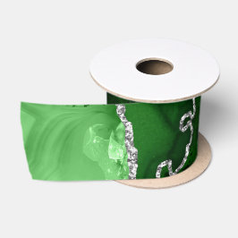 Groen en zilver namaak glitters agaat satijnen lint