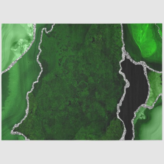 Groen en zilver namaak glitters agaat tissuepapier (Voorkant)