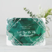 Groen en Zilver Wil je mijn Bruidsmeisje zijn Kaart (Staand voorkant)