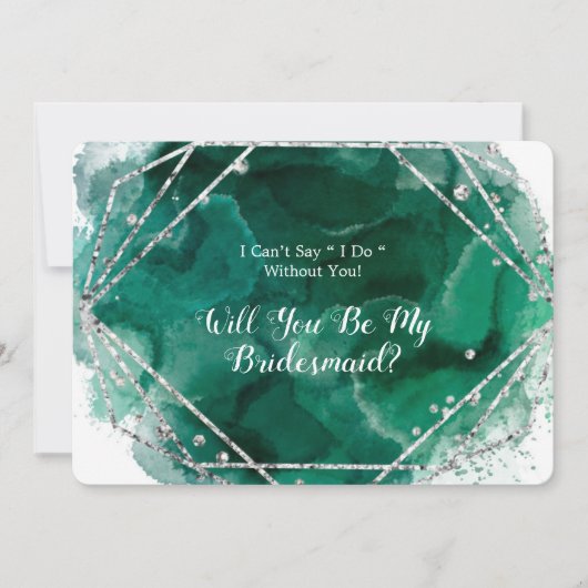 Groen en Zilver Wil je mijn Bruidsmeisje zijn Kaart (Voorkant)