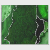 Groen en zilveren namaak glinster agaat cadeaupapier (Vlak)