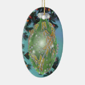 Groen en zilverglas keramisch ornament (Rechts)