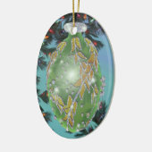 Groen en zilverglas keramisch ornament (Links)