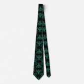 Groen en Zwart Abstract Fractal Necktie Stropdas (Voorkant)