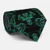 Groen en Zwart Abstract Fractal Necktie Stropdas (Opgerold)