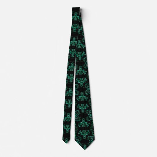 Groen en Zwart Abstract Fractal Necktie Stropdas (Achterkant)