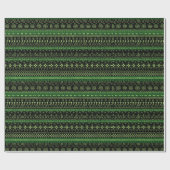 Groen En Zwart Afrikaans Patroon Inpakpapier (Vlak)