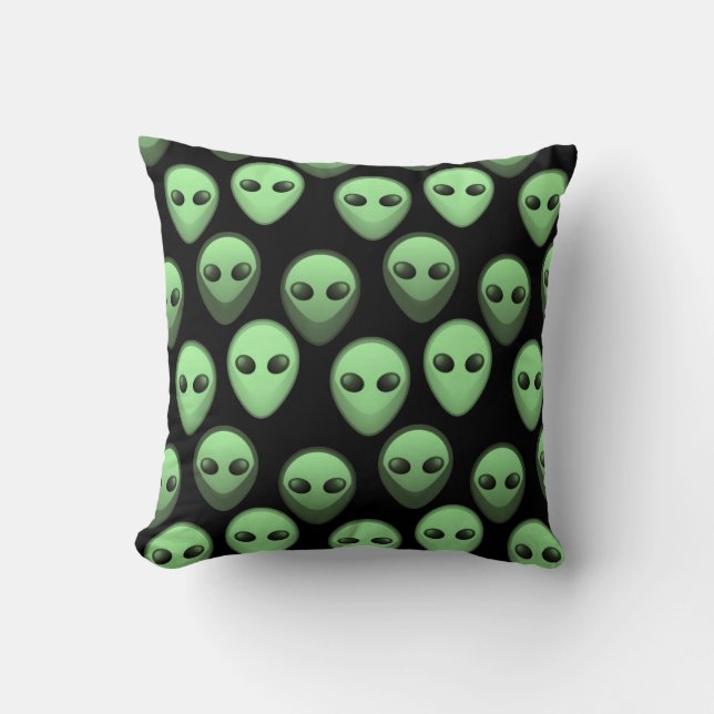 Groen en zwart Alien Patroon Kussen (Voorkant)