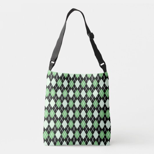 Groen en zwart argyle patroon crossbody tas (Achterkant)