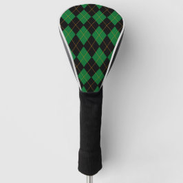 Groen en zwart argyle-patroon golfheadcover
