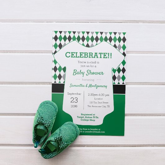 Groen en zwart Baby shower Kaart