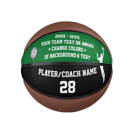 Groen en zwart basketbal, persoonlijk voor hem, basketbal (Voorkant)