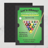 Groen en Zwart Biljart Pool Feest Kaart (Voorkant / Achterkant)